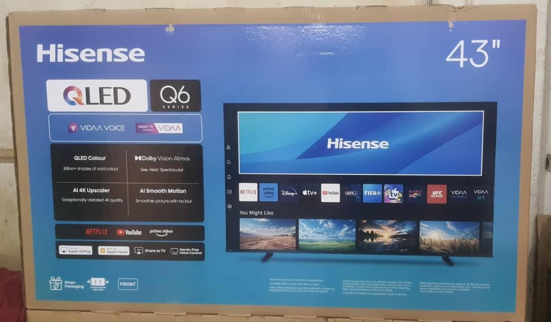 Hisense 43” QLED 4K Q6 VIDAA Frameless Tv With QLED Color