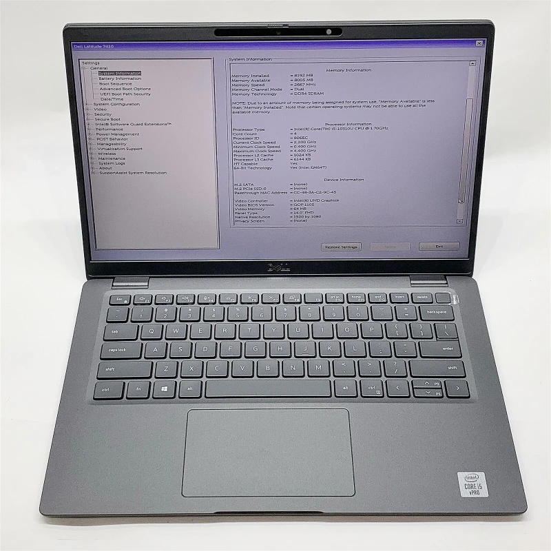Dell Latitude 7410 Laptop Intel i5 10310U 1.70GHZ 14" FHD 8GB RAM NO HDD Parts